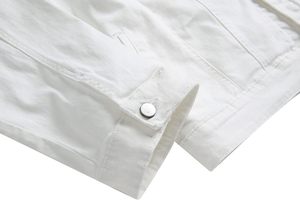 Men's <b>White</b> Denim Jacket Casual Turn-down Collar Regular Sleeve Solid Color Button Closure Spring Style Slim Fit - Product Image 3