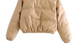 Veste courte à carreaux d'hiver 2025 pour femmes manteau élégant coupe-vent et fermeture à glissière avec col montant chaud rempli de Polyester - Product Image 3