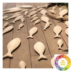 Natural Unpainted Wooden Fish Ornament Mediterranean Coastal Style 9-19cm for Craft <b>Painting</b> and Decoration - Product Image 6
