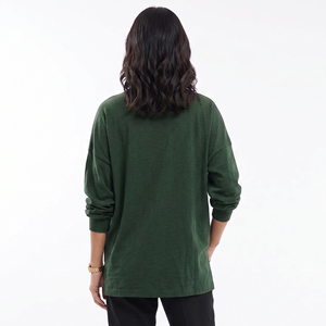 Camisetas de Algodón Jersey Bordadas de Manga Larga y Cuello Alto para Mujer al por Mayor, Estilo Deportivo Holgado, Estilo Urbano - Product Image 2
