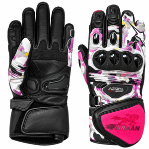 Gants de moto unisexes en cuir rose camouflage avec protection des articulations, gants de protection intégrale pour la conduite sportive, OEM - Product Image 1