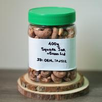 Anacardos Tostados Orgánicos en Tarro Cuadrado con Tapa Verde, 400g, Premium OEM, Venta al por Mayor en Vietnam, Certificación ISO
