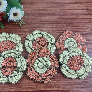 Beaded <b>Coaster</b> Multicolor Glass-Bead Handmade Luxury Customizable 10mm Thick <b>Drink</b> <b>Coasters</b> Boho Table Decor Dining Gifting - Product Image 1