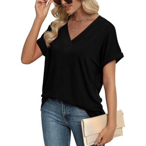 Haut d'été à manches Dolman pour femmes, chemise décontractée à col en V, chemisier ample à manches courtes pour un usage quotidien - Product Image 3
