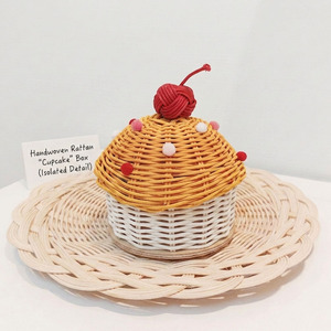 Delightful Brown Rattan Cupcake Shape <b>Gift</b> <b>Box</b> Decorative Candy Basket Wicker Treat Container For Ramadan <b>Eid</b> Party Decoration - Product Image 3