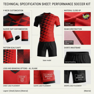 Maillot de football géométrique rouge et noir pour homme, manches longues, col en V, coupe ample, coupe-vent, respirant, anti-humidité, en polyester - Product Image 6
