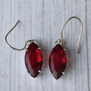 Boucles d'oreilles pendantes en grenat rouge, coupe marquise, argent sterling 925, bijoux en pierres précieuses naturelles, cadeau élégant pour femme - Product Image 1