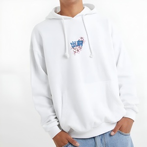 Sweat à capuche personnalisé blanc à motif floral, coupe oversize, style streetwear, en mélange de coton, décontracté, marque privée - Product Image 1
