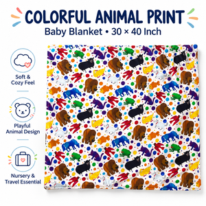Couverture en bambou pour bébé |   Couverture à imprimé animal coloré |   Couverture pour nouveau-né en minky doux à pois |   Literie pour bébé 30 x 40 pouces - Product Image 5
