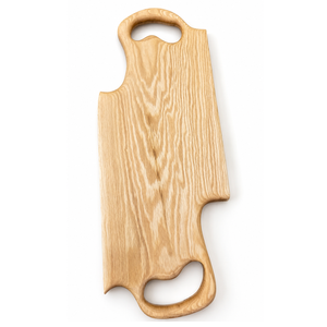Planche à découper longue en bois avec poignées intégrées courbées, finition en chêne naturel magnifique, pour couper les légumes - Product Image 2
