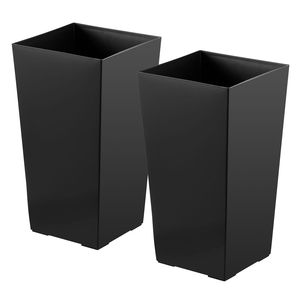 Ensemble de 2 pots de fleurs modernes en plastique de 22 pouces de hauteur pour plantes d'intérieur/extérieur, pour véranda avant, plantes d'intérieur/extérieur - Product Image 1