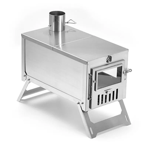 Poêle de camping portable en acier inoxydable, à bois, avec foyer et cheminée, pour cuisson et chauffage en extérieur - Product Image 4