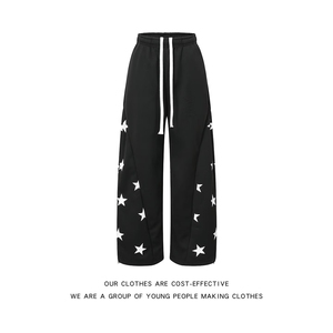 กางเกงวอร์มขายาวทรงหลวมผ้าฟลีซสไตล์ Y2K สตรีทแวร์ ผ้าคอตตอนหนานุ่ม มีเชือกผูกเอว กระเป๋าหน้า รับผลิตแบบ OEM - Product Image 2