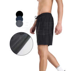 Men's Solid Color <b>Polyester</b> Bermuda <b>Shorts</b> Elastic Waist Drawstring Casual Wear Breathable Pockets - Product Image 4