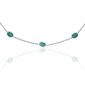 Wholesale 925 Sterling Silver Emerald Gemstone Necklace Elegant Oval Gemstone Chain Necklace <b>Gift</b> Jewelry for Women - Product Image 2