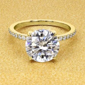 2.5 CT Moissanite <b>925</b> Sterling <b>Silver</b> Gold Prong Set Certified Engagement Wedding Anniversary Diamond Alternative Geometric <b>Ring</b> - Product Image 3