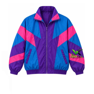 Chaqueta Cortavientos Retro de los 80 para Mujer, Ligera, 100% Poliéster, con Cierre, Estilo Casual - Product Image 1