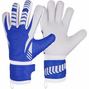 Gants de gardien de but en latex blanc antidérapant de haute qualité, protection épaisse rembourrée, gants de gardien de but de football bleu royal, équipe personnalisée - Product Image 3