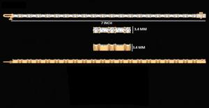 กำไลข้อมือเพชรทรงกลมและทรงบาแกตต์ 6.75 กะรัต เพชรเลี้ยงในห้องปฏิบัติการ ของขวัญแต่งงานสำหรับผู้หญิง กำไลทองคำแท้ 14k สีเหลือง - Product Image 6