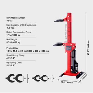 Compressore per Molle Elicoidali Auto con Forza di Compressione Nominale di 1 Tonnellata, Capacità Idraulica di 4,5 Tonnellate/9920 LBS - Product Image 5