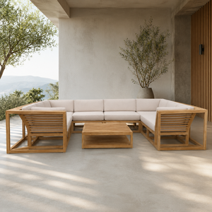 Ensemble de canapés en teck sur mesure OEM ODM, mobilier de salon d'extérieur en bois massif pour importateurs en gros et marques à marque privée - Product Image 6