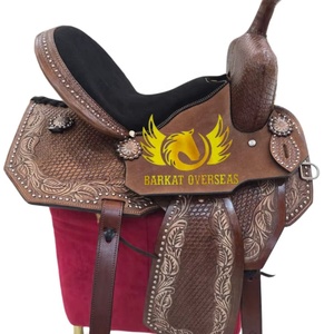 Tooled Oakleaf and basketweave Western Horse Leather Show Saddle Portable <b>Soft</b> Gel padded Seat and durable saddle tree custom - Product Image 1