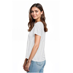 Camiseta de Manga Corta para Mujer, Tejido Sólido, de Alta Calidad, Secado Rápido, Ecológica, Transpirable, Tallas Grandes - Product Image 3