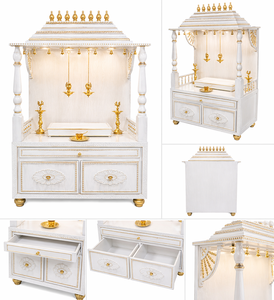 Buy Designer Pooja Ghar <b>Mandir</b> Home Modern Teak Wood Bell Design Temple Best Pooja Room Customized Size Personalized - Product Image 5