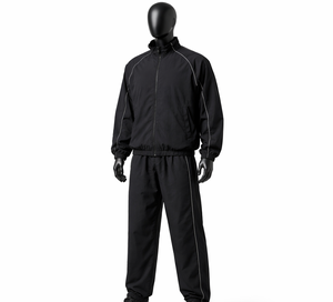 Premium Black Nylon Piping Windbreaker <b>Set</b> Custom Wholesale Factory Supplier USA Casual Autumn Streetwear Jacket Pants Outfit - Product Image 5