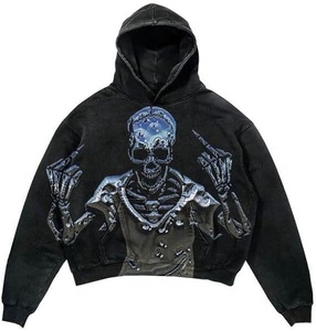 Sudadera con capucha de invierno para hombre con estampado French Terry Dtg de 500g/m2 con logotipo personalizado, tejido con forro lavado ácido vintage impermeable - Product Image 2