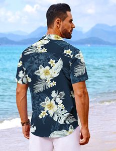 เสื้อชายหาดมีสไตล์สำหรับผู้ชาย ลายพิมพ์ฮาวายสำหรับวันหยุดฤดูร้อน ผลิตจากโพลีเอสเตอร์ ระบายอากาศได้ดี แขนสั้น ติดกระดุม ปกคอพับได้ ไซส์พลัส - Product Image 4