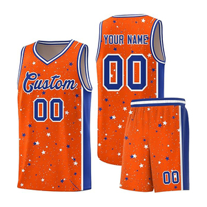Ensemble de maillots de basket-ball orange personnalisés, col en V, sans manches, impression sublimée, polyester à séchage rapide, unisexe, adulte, toutes saisons - Product Image 1
