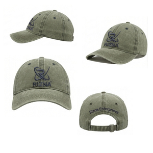 RIZNA Twill Denim <b>Baseball</b> <b>Cap</b> 6-Panel Adjustable Unisex Casual Vintage Washed 3D Embroidered Logo Front Panel Blue Cotton Metal - Product Image 5