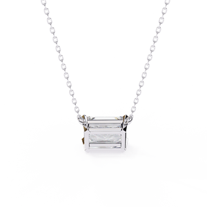 Collar de Oro Sólido de 18K con Colgante de Diamantes Cultivados en Laboratorio con Certificación IGI, Corte Princesa, Engaste Oeste-Oriente, Estilo Clásico - Product Image 4