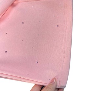 <b>Pink</b> Rhinestone Hooded <b>Tracksuit</b> Set Women Casual Loose Fit Full Sleeve Zipper Two Piece Sweatshirt Pants Spring Outfit - Product Image 4