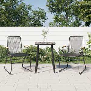 Ensemble de 2 chaises de jardin noires, structure en métal, mobilier d'extérieur contemporain pour terrasse - Product Image 1