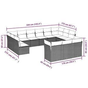 Ensemble de canapés de jardin en rotin noir avec coussins crème, mobilier d'extérieur, design contemporain, résistant à l'eau - Product Image 3