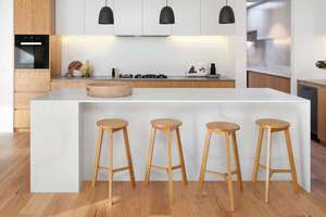 Modern Wooden Bar <b>Stool</b> Durable Kitchen Counter Chair Home Bar Furniture High Quality Wood Base - Product Image 4