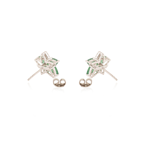 High Quality Natural Emerald & Diamond Star Shape 925 Solid <b>Silver</b> <b>Stud</b> <b>Earrings</b> For Women's Wedding Party Wear Accessories - Product Image 6