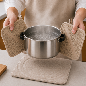 Support de casserole en coton éponge de couleur unie de haute qualité avec double poche, isolation thermique, fabriqué en Inde, en promotion - Product Image 1