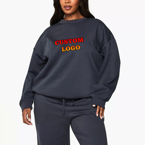 Sweat-shirt OEM pour femme, coupe décontractée, col rond, épaules tombantes, logo imprimé DTF personnalisé sur le devant, style streetwear, vêtement d'hiver pour femme. - Product Image 1