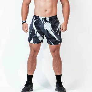 Pantalones Cortos Deportivos Negros para Hombre, de Secado Rápido, Cintura Media, con Cordón, 100% Poliéster, Tejido de Punto, Color Sólido, Estilo Deportivo - Product Image 3