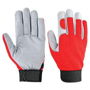 Gants de moto à doigts complets rouge et gris en polyester, antidérapants, avec fermeture auto-agrippante, unisexe, pour usage extérieur estival - Product Image 1