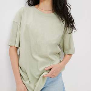 Camiseta Básica Casual de Primavera para Mujer, Color Verde Salvia Claro, Corte Regular, Ecológica, Transpirable, de Secado Rápido, Mezcla de Algodón Suave - Product Image 1