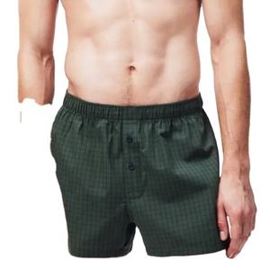 2024 haute qualité 100% coton Super confortable taille moyenne respirant OEM sous-vêtements hommes tissé Boxer Shorts personnalisé couleur Logo - Product Image 1