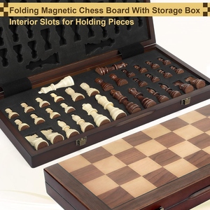 Handcrafted <b>Wooden</b> <b>Chess</b> <b>Set</b> Foldable Storage Box Board With Secure Latches And Custom Fitted Piece Compartments for Family Fun - Product Image 4