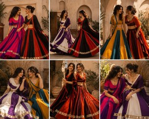 Lehenga Choli de Algodón Puro Camric con Bordado de Espejos, Estilo Delgado y Elegante, Especial para Navratri, para Bodas, Fiestas y Eventos Tradicionales de Invierno - Product Image 2