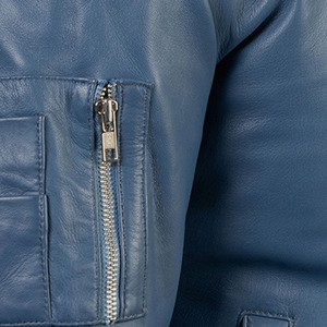 Blouson Moto Hiver Homme Marron en Cuir Véritable Respirant Écologique Coupe Slim Col Montant Fermeture Éclair Imperméable Rembourré - Product Image 6