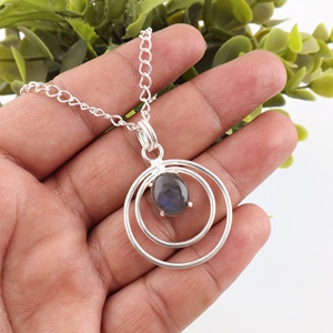 Pendentifs ovales en labradorite grise naturelle, argent sterling 925, laiton, faits à la main, vintage, bijoux en pierres précieuses pour femmes. - Product Image 2