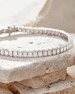 9.00 Ct Emerald Cut Lab Grown Diamond Tennis Bracelet 14k White Gold <b>Filled</b> IGI Certified Unisex Eternity - Product Image 1